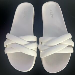 J. Crew White Crisscross Slide Sandals 8